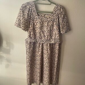 Roolee Cream Dress with Navy Floral Print